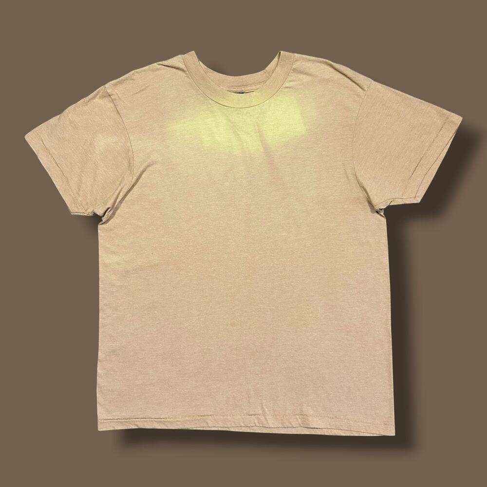 Vintage Sun Faded Shirt Blank Tee Beige Tan 80s 90s Distressed Minimalist Small
